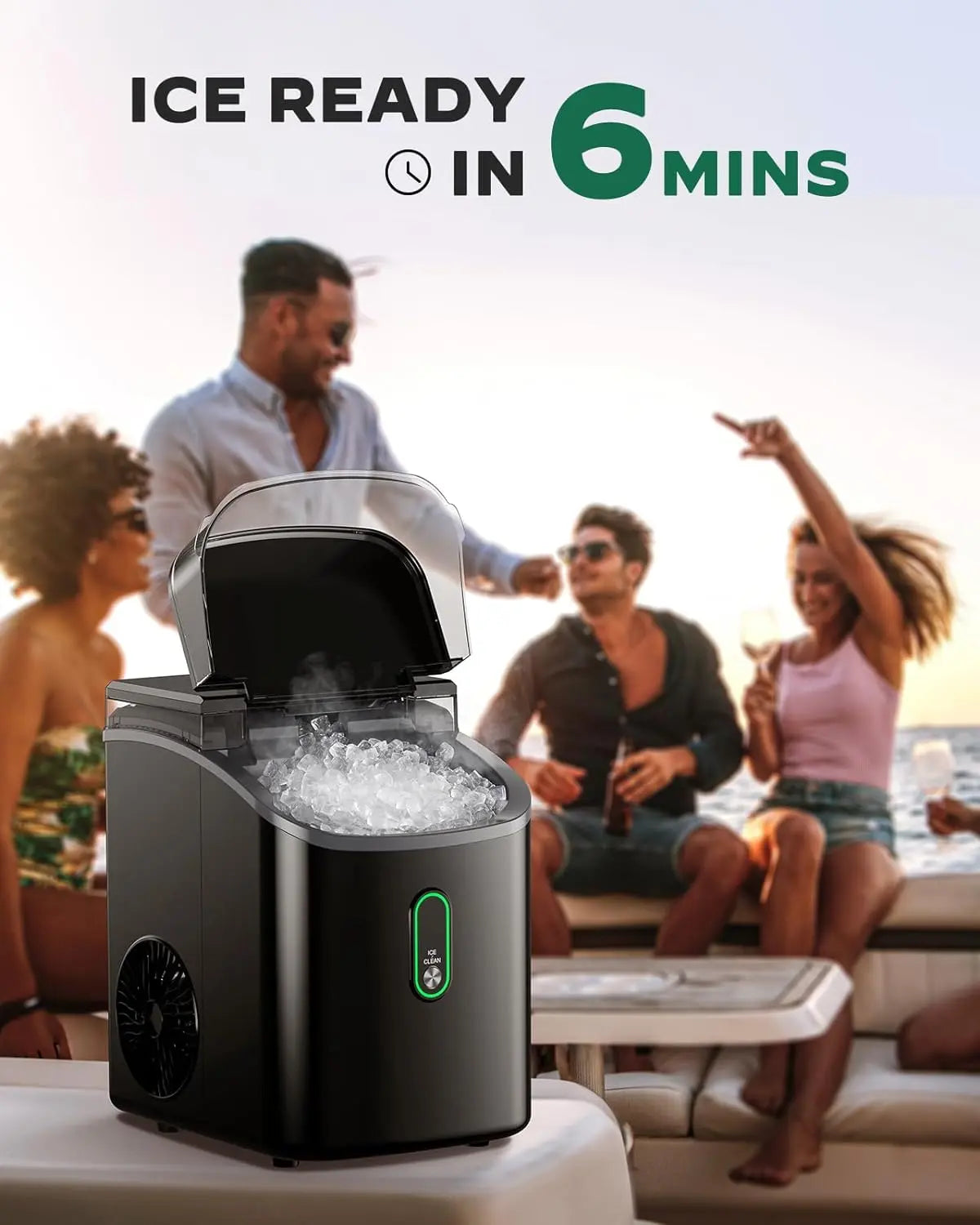 Silonn Nugget Ice Maker Countertop, Pebble Ice Maker with Soft Chewable Ice, One-Click Operation Ice Machine with Self-Cleaning, 33lbs/24H for Home,Kitchen,Office - image 8