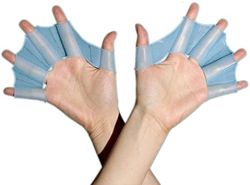 Swim Fins for Lap Swimming Silicone Gloves 1 Pair Swimming Equipment Unisex Shark Fin Swimming Fins(Size:Large,Color:Blue) - image 1