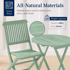 Best Choice Products 3-Piece Acacia Wood Bistro Set, Folding Patio Furniture w/ 2 Chairs, Table - Natural - image 26