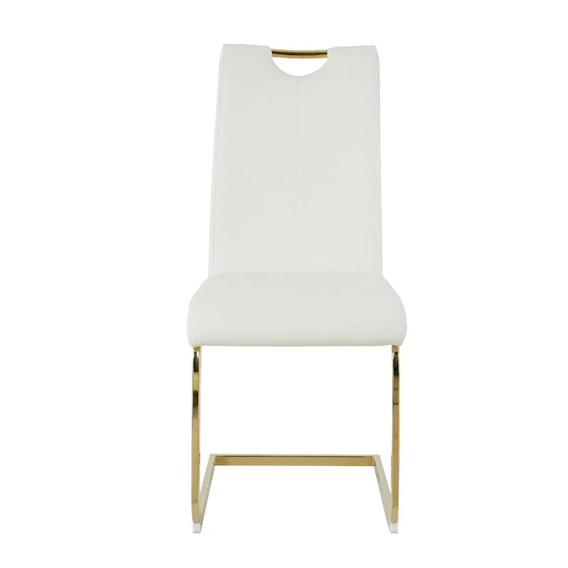 4-Piece Modern Faux Leather Dining Chair Set with Gold Metal Legs and Padded Seats - image 9