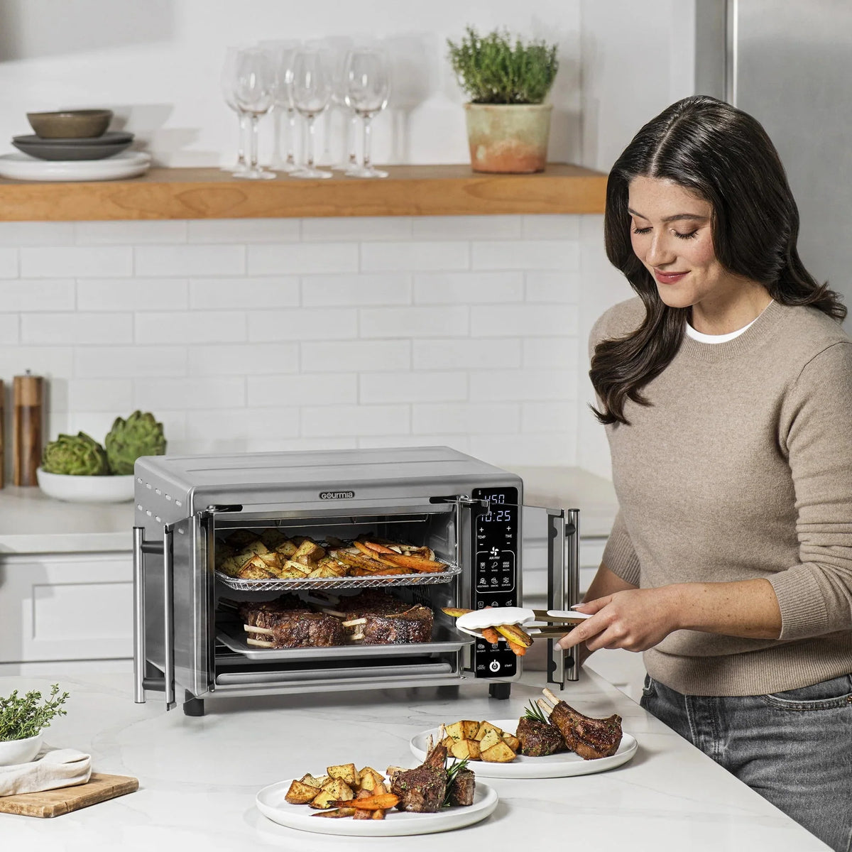 New Gourmia 6-Slice Digital Toaster Oven Air Fryer with 19 One-Touch Presets, Stainless Steel - image 3