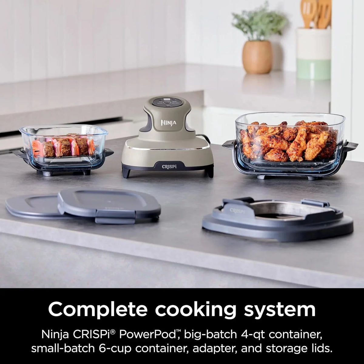 Ninja Crispi 4-in-1 Portable Glass Air Fryer Cooking System, 1500W, 4QT & 6-Cup TempWare Glass Containers with Storage Lids, Microwave, Freezer & Dishwasher Safe - image 107